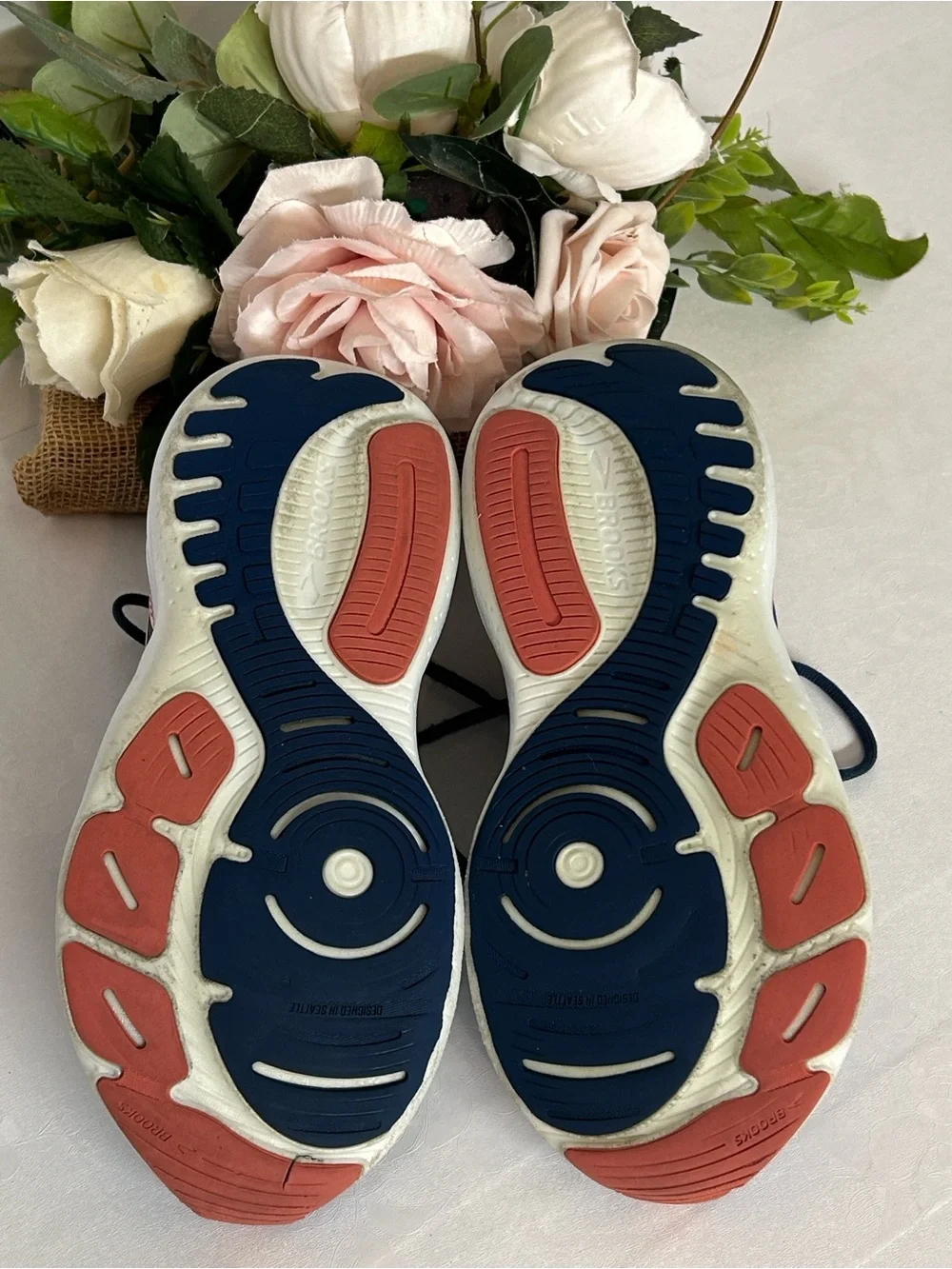 Brooks Blue Running Shoes with Orange Accents